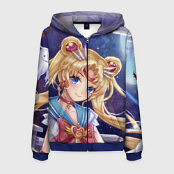 Толстовка 3D на молнии мужская SAILOR MOON, цвет: 3D-синий