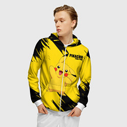 Толстовка 3D на молнии мужская PIKACHU: PIKA PIKA, цвет: 3D-белый — фото 2