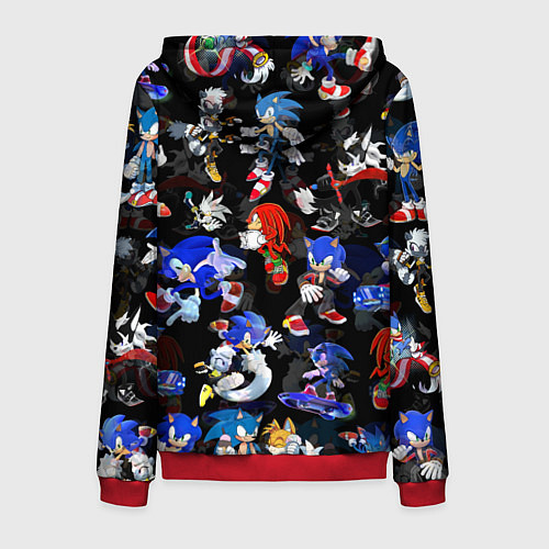Мужская толстовка на молнии Sonic паттерн / 3D-Красный – фото 2