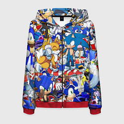 Толстовка 3D на молнии мужская SONIC PATTERN, цвет: 3D-красный