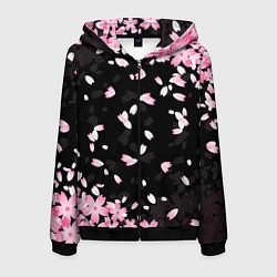 Толстовка 3D на молнии мужская САКУРА, цвет: 3D-черный