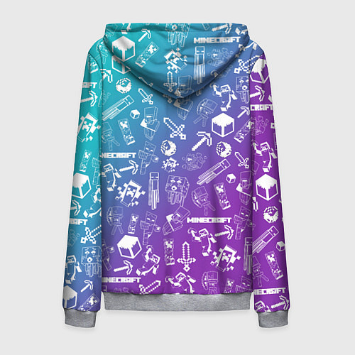 Мужская толстовка на молнии Minecraft pattern / 3D-Меланж – фото 2