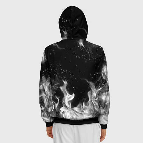 Мужская толстовка на молнии БЕЛЫЙ ОГОНЬ / 3D-Черный – фото 4