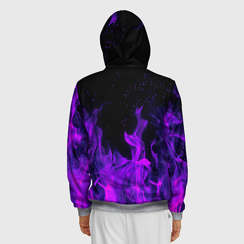 Мужская толстовка на молнии ФИОЛЕТОВЫЙ ОГОНЬ / 3D-Меланж – фото 4