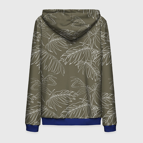 Мужская толстовка на молнии Листья пальмы / 3D-Синий – фото 2