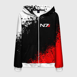 Толстовка 3D на молнии мужская MASS EFFECT N7, цвет: 3D-белый