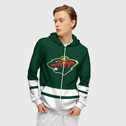 Толстовка 3D на молнии мужская Миннесота Уайлд, цвет: 3D-белый — фото 2