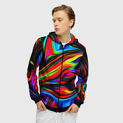 Толстовка 3D на молнии мужская ABSTRACT, цвет: 3D-черный — фото 2