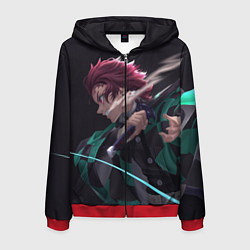 Толстовка 3D на молнии мужская KIMETSU NO YAIBA, цвет: 3D-красный
