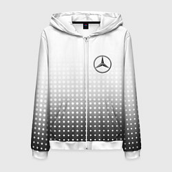 Толстовка 3D на молнии мужская Mercedes-Benz, цвет: 3D-белый