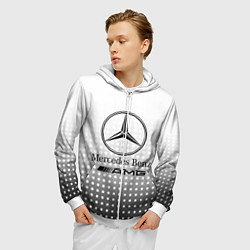 Толстовка 3D на молнии мужская Mercedes-Benz, цвет: 3D-белый — фото 2