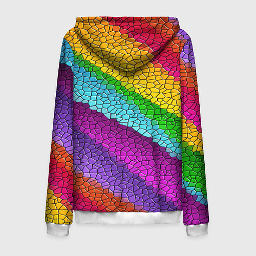 Мужская толстовка на молнии Яркая мозаика радуга диагональ / 3D-Белый – фото 2