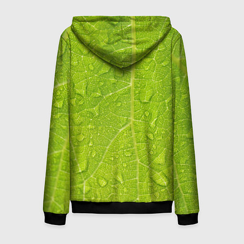 Мужская толстовка на молнии Листок с росой / 3D-Черный – фото 2