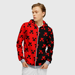 Толстовка 3D на молнии мужская MINECRAFT CREEPER, цвет: 3D-меланж — фото 2