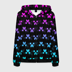 Толстовка 3D на молнии мужская MINECRAFT CREEPER NEON, цвет: 3D-черный