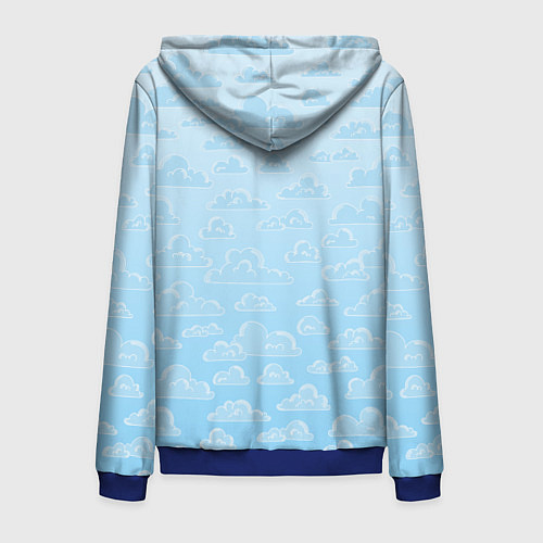 Мужская толстовка на молнии Очень светлые голубые облака / 3D-Синий – фото 2