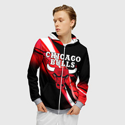 Толстовка 3D на молнии мужская CHICAGO BULLS, цвет: 3D-меланж — фото 2