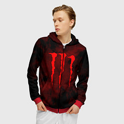 Толстовка 3D на молнии мужская MONSTER ENERGY, цвет: 3D-красный — фото 2