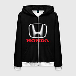 Толстовка 3D на молнии мужская HONDA, цвет: 3D-белый