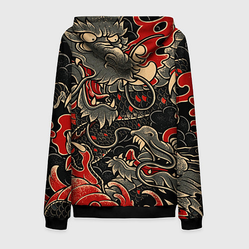 Мужская толстовка на молнии Dsquared tatoo DRAGON / 3D-Черный – фото 2