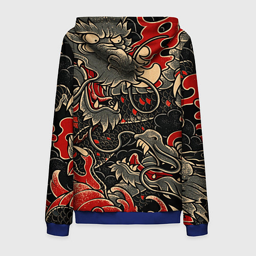 Мужская толстовка на молнии Dsquared tatoo DRAGON / 3D-Синий – фото 2