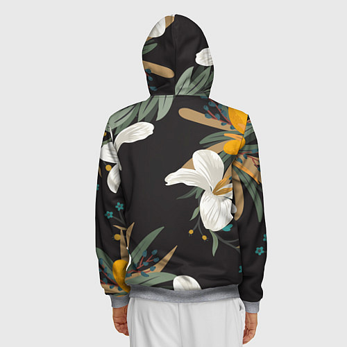 Мужская толстовка на молнии Цветочный арт / 3D-Меланж – фото 4
