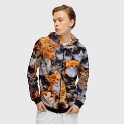 Толстовка 3D на молнии мужская КОТЯТКИ, цвет: 3D-черный — фото 2