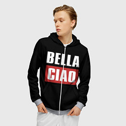 Толстовка 3D на молнии мужская Bella Ciao, цвет: 3D-меланж — фото 2