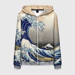 Толстовка 3D на молнии мужская ЯПОНСКАЯ КАРТИНА, цвет: 3D-меланж