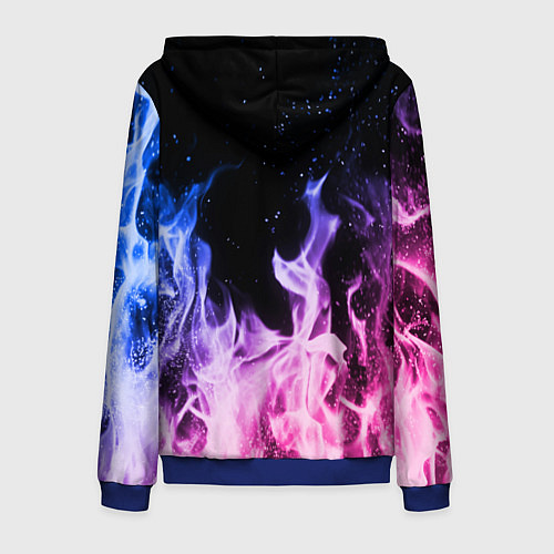 Мужская толстовка на молнии НЕОНОВЫЙ ОГОНЬ / 3D-Синий – фото 2