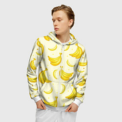 Толстовка 3D на молнии мужская Банана, цвет: 3D-белый — фото 2