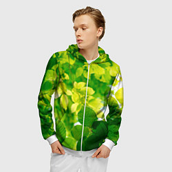 Толстовка 3D на молнии мужская Листья, цвет: 3D-белый — фото 2