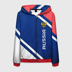 Толстовка 3D на молнии мужская RUSSIA SPORT, цвет: 3D-красный
