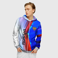Толстовка 3D на молнии мужская RUSSIA SPORT, цвет: 3D-меланж — фото 2