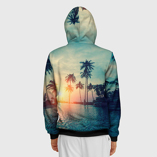 Мужская толстовка на молнии Пальмы / 3D-Черный – фото 4