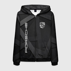 Толстовка 3D на молнии мужская PORSCHE, цвет: 3D-черный