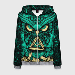 Толстовка 3D на молнии мужская Тотемная сова, цвет: 3D-меланж