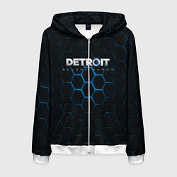 Толстовка 3D на молнии мужская DETROIT S, цвет: 3D-белый