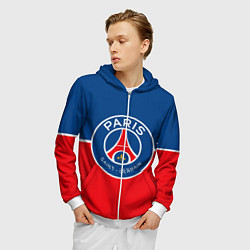 Толстовка 3D на молнии мужская FC PSG, цвет: 3D-белый — фото 2