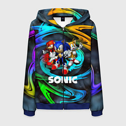 Толстовка 3D на молнии мужская SONIC TRIO, цвет: 3D-синий