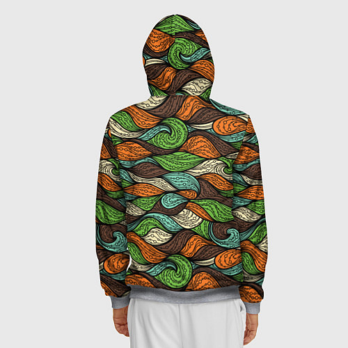 Мужская толстовка на молнии Абстрактные волны / 3D-Меланж – фото 4
