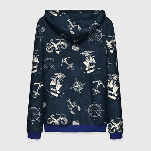 Мужская толстовка на молнии Nautical art / 3D-Синий – фото 2