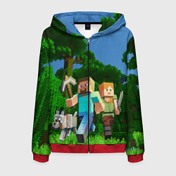 Толстовка 3D на молнии мужская Minecraft, цвет: 3D-красный