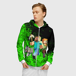 Толстовка 3D на молнии мужская Minecraft, цвет: 3D-белый — фото 2