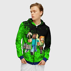 Толстовка 3D на молнии мужская Minecraft, цвет: 3D-синий — фото 2