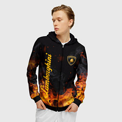 Толстовка 3D на молнии мужская LAMBORGHINI, цвет: 3D-черный — фото 2