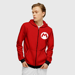 Толстовка 3D на молнии мужская МАРИО, цвет: 3D-черный — фото 2