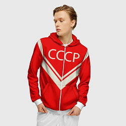 Толстовка 3D на молнии мужская СССР хоккейная форма, цвет: 3D-белый — фото 2