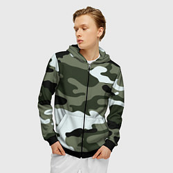 Толстовка 3D на молнии мужская Camouflage 2, цвет: 3D-черный — фото 2