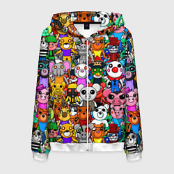 Толстовка 3D на молнии мужская ROBLOX PIGGY, цвет: 3D-белый